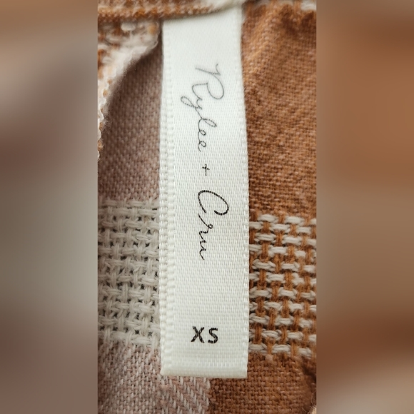 Plaid Ruffle Sleeve  Gingham Blouse - Cream and Orange Size XS - Picture 5 of 7